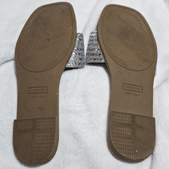 Sparkling Silver Slide Sandals - Picture 2 of 3